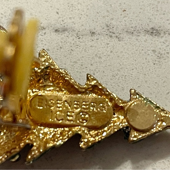 Eisenberg Ice Christmas Tree Earrings Holiday Jewelry Vintage Gold-tone Enamel - Picture 4 of 6